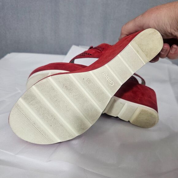 Gabor Womens 5.5 Wedge Sandals Velvety Suede Platform Comfort Shoes - Picture 2 of 10